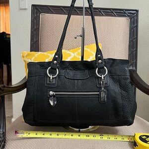 Coach black leather Penelope carry all 16”